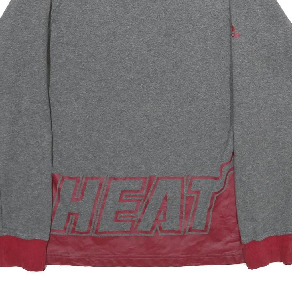 ADIDAS Mens Grey & Red Miami Heat V-Neck Sweatshirt S NBA Basketball