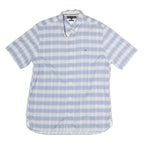TOMMY HILFIGER Mens Blue & White Check Short Sleeve Shirt XL Button Down Casual