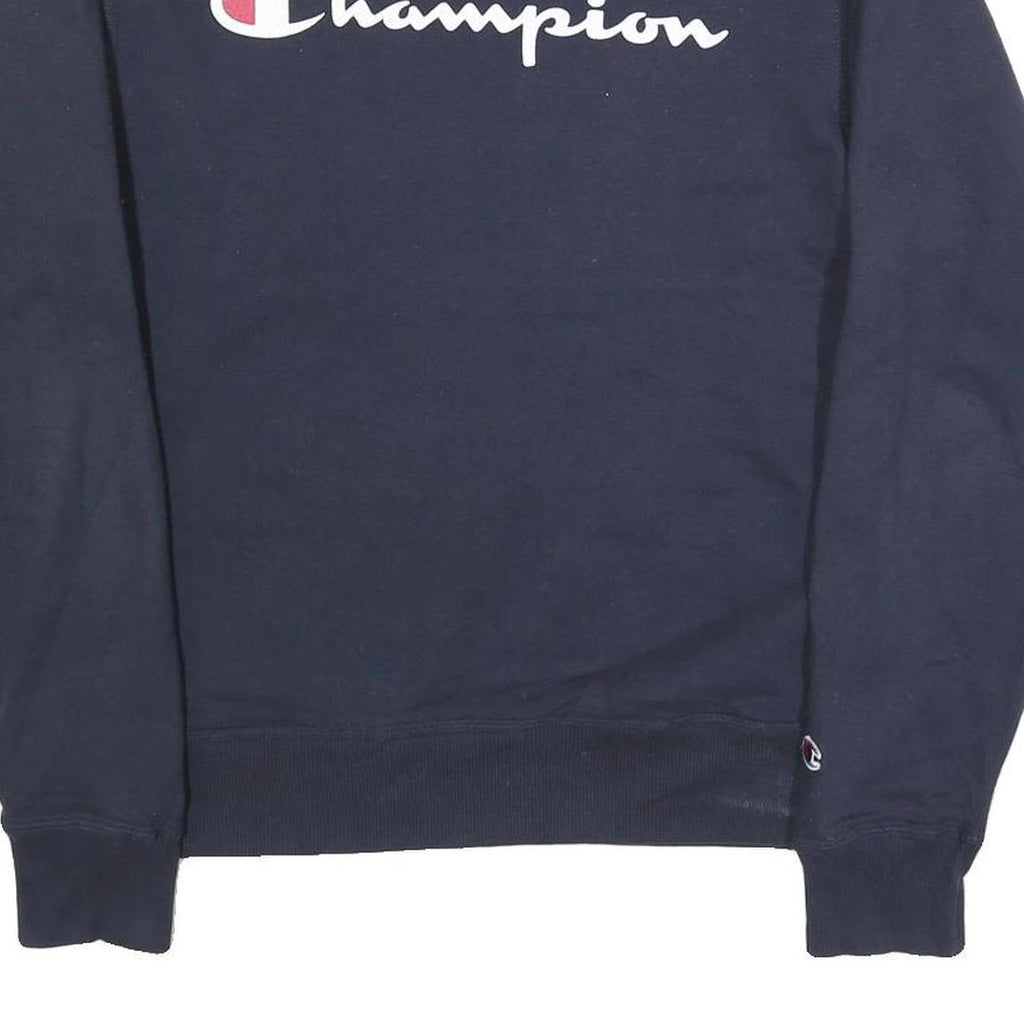 CHAMPION Mens Navy Blue Cotton Blend Crew Neck Sweatshirt S Classic Logo
