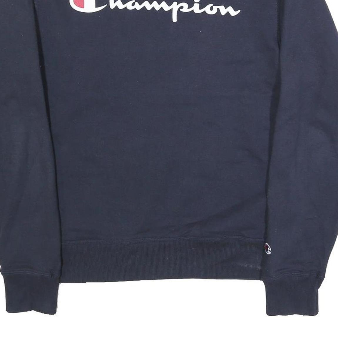 CHAMPION Mens Navy Blue Cotton Blend Crew Neck Sweatshirt S Classic Logo