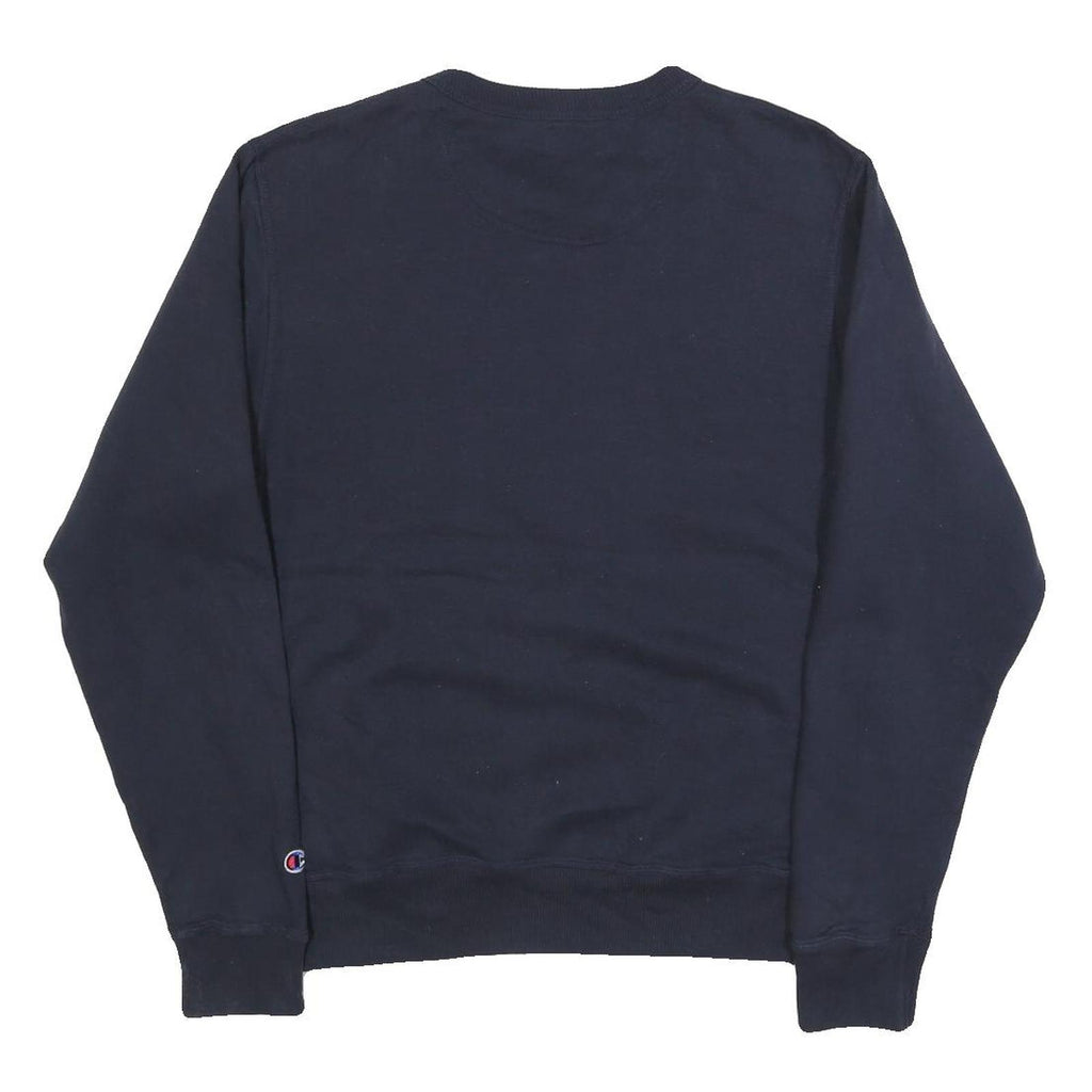 CHAMPION Mens Navy Blue Cotton Blend Crew Neck Sweatshirt S Classic Logo