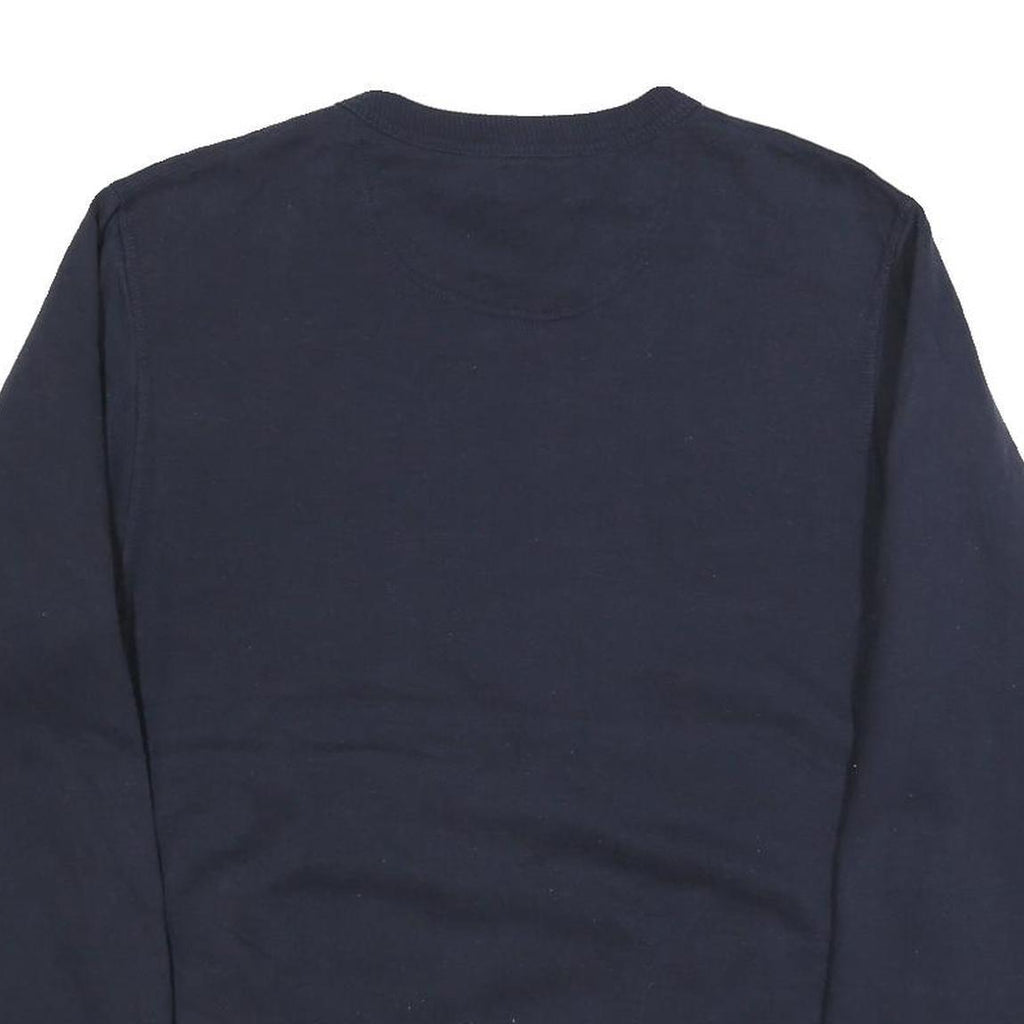 CHAMPION Mens Navy Blue Cotton Blend Crew Neck Sweatshirt S Classic Logo
