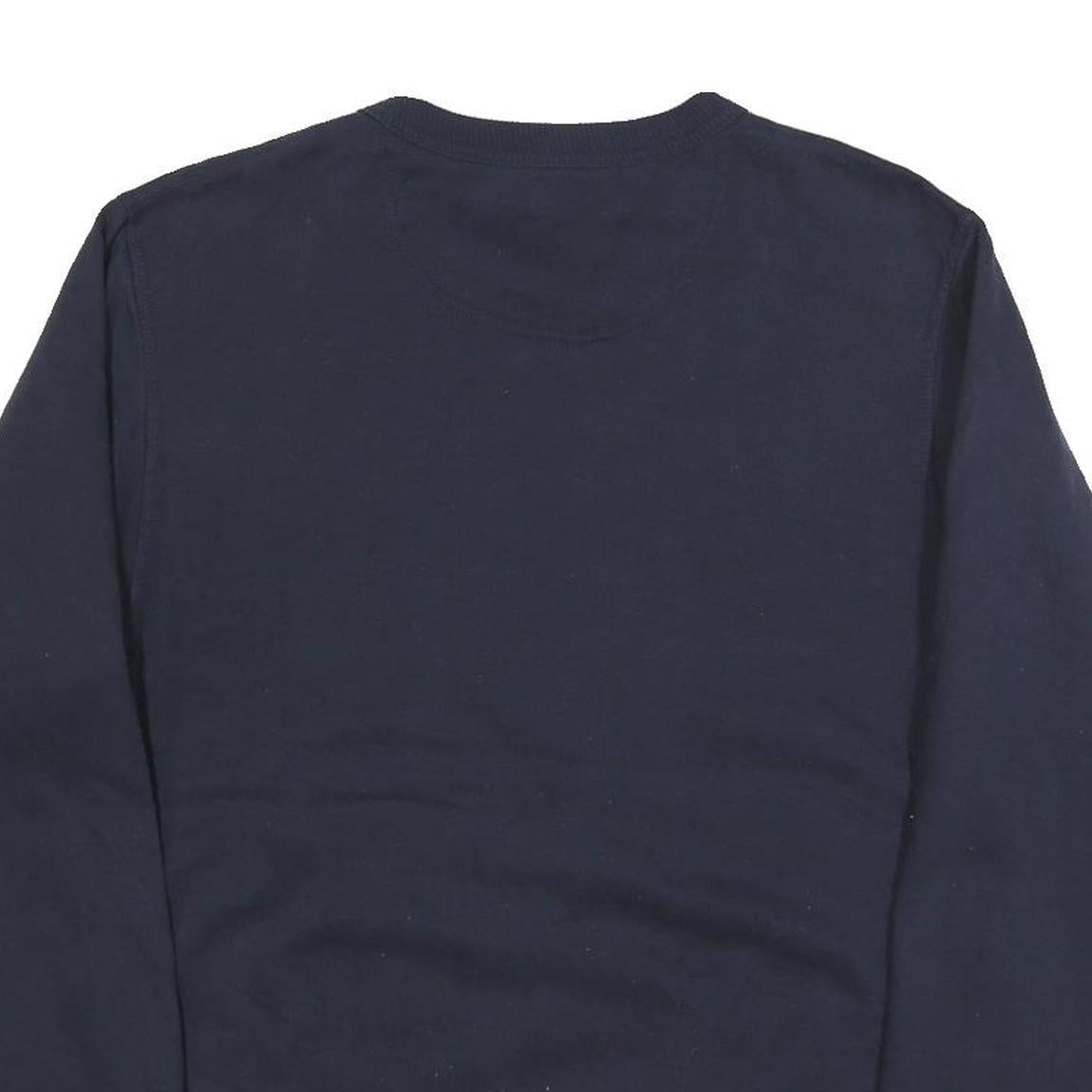 CHAMPION Mens Navy Blue Cotton Blend Crew Neck Sweatshirt S Classic Logo