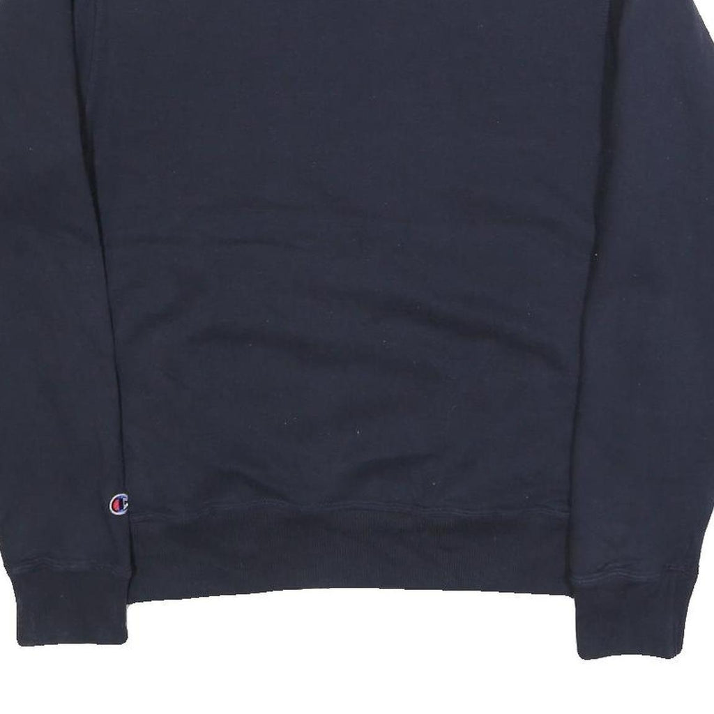CHAMPION Mens Navy Blue Cotton Blend Crew Neck Sweatshirt S Classic Logo