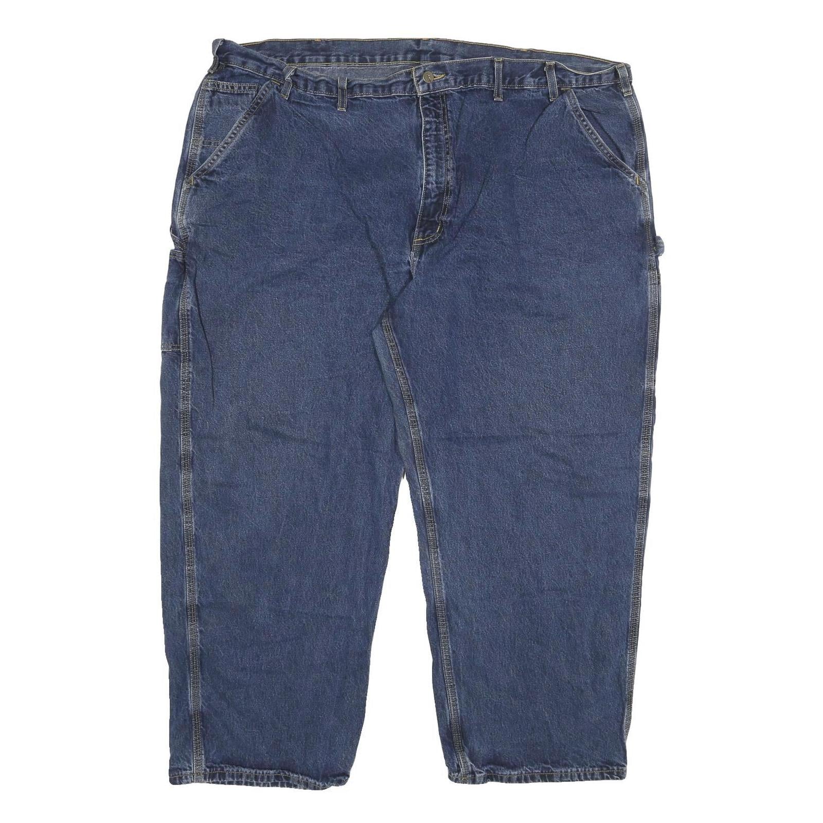 CARHARTT Mens Relaxed Blue Denim Jeans W46 L28 Workwear Zip Closure