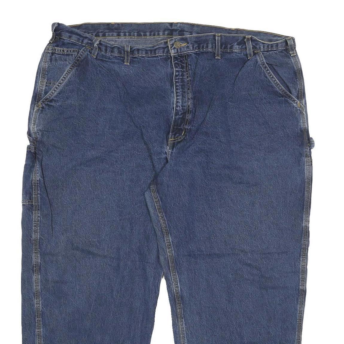 CARHARTT Mens Relaxed Blue Denim Jeans W46 L28 Workwear Zip Closure