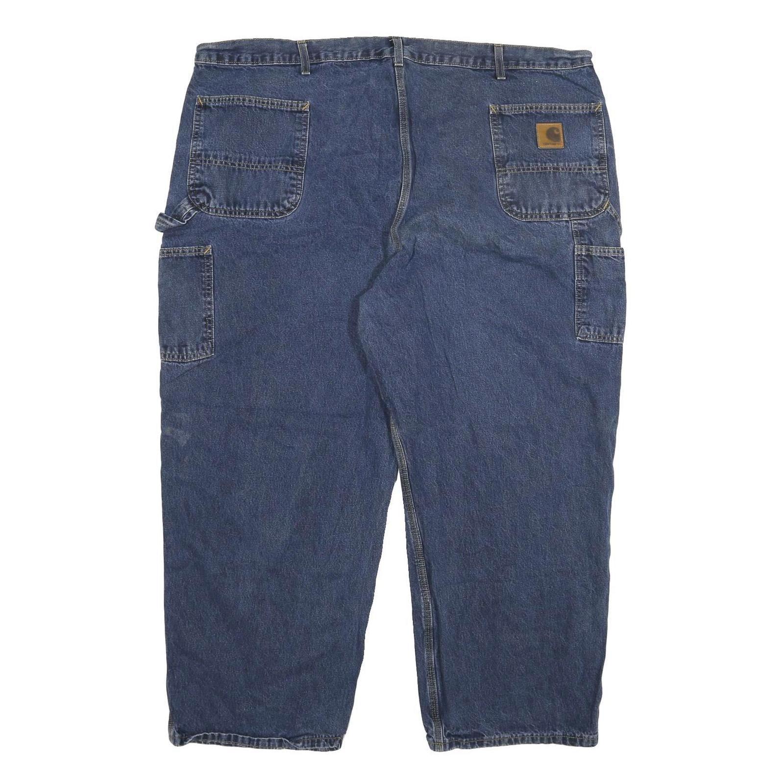 CARHARTT Mens Relaxed Blue Denim Jeans W46 L28 Workwear Zip Closure