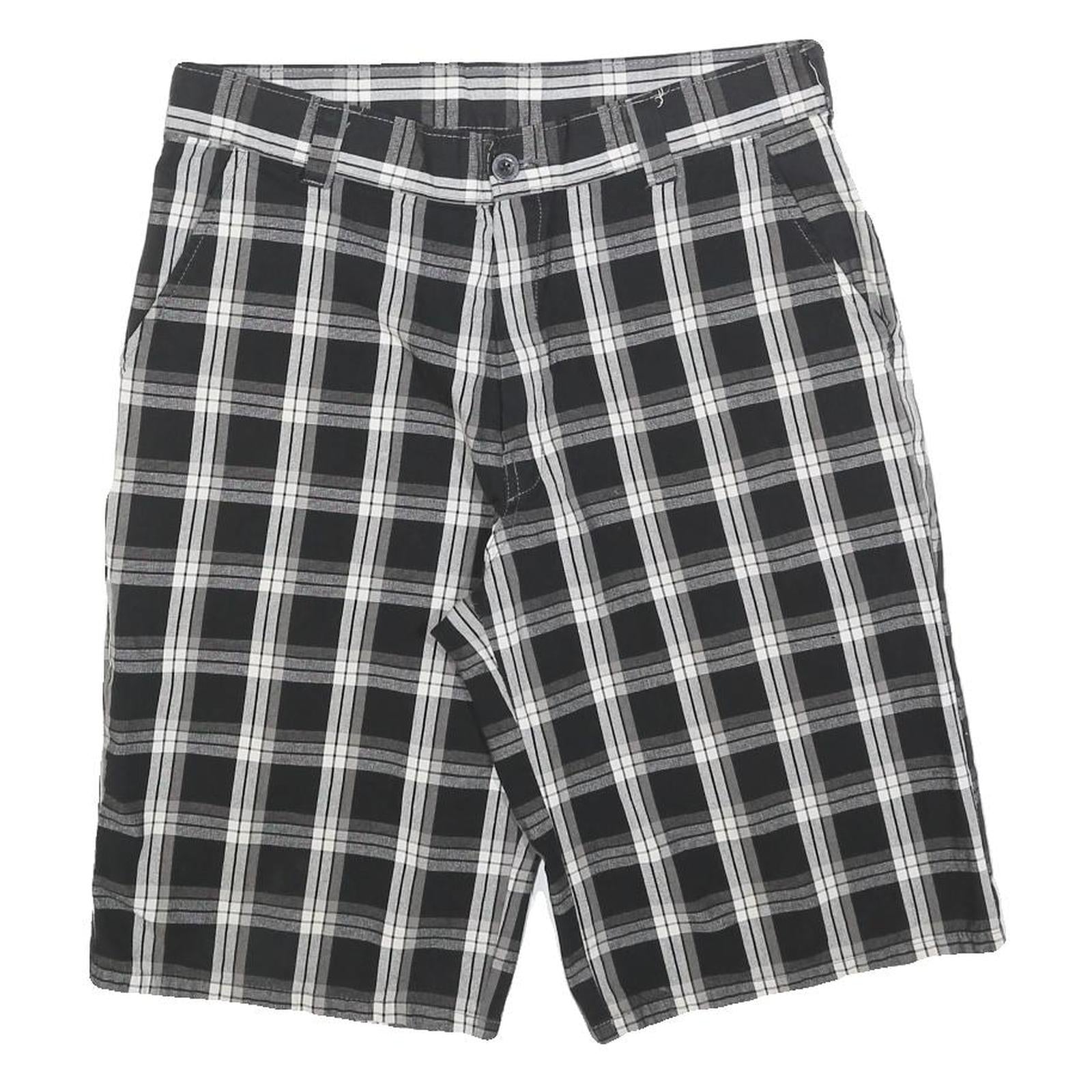 DICKIES Mens Shorts Black & Grey Check Casual M W32 Cotton Blend Smart