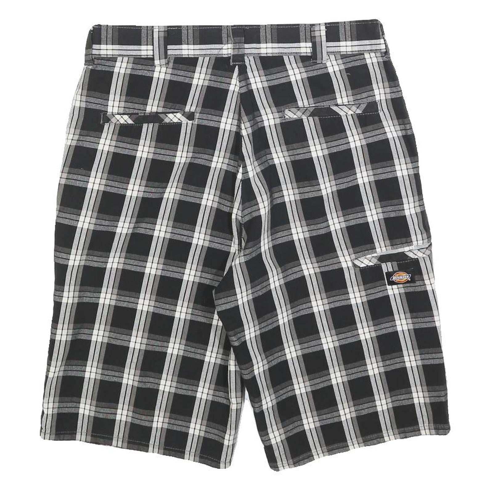 DICKIES Mens Shorts Black & Grey Check Casual M W32 Cotton Blend Smart