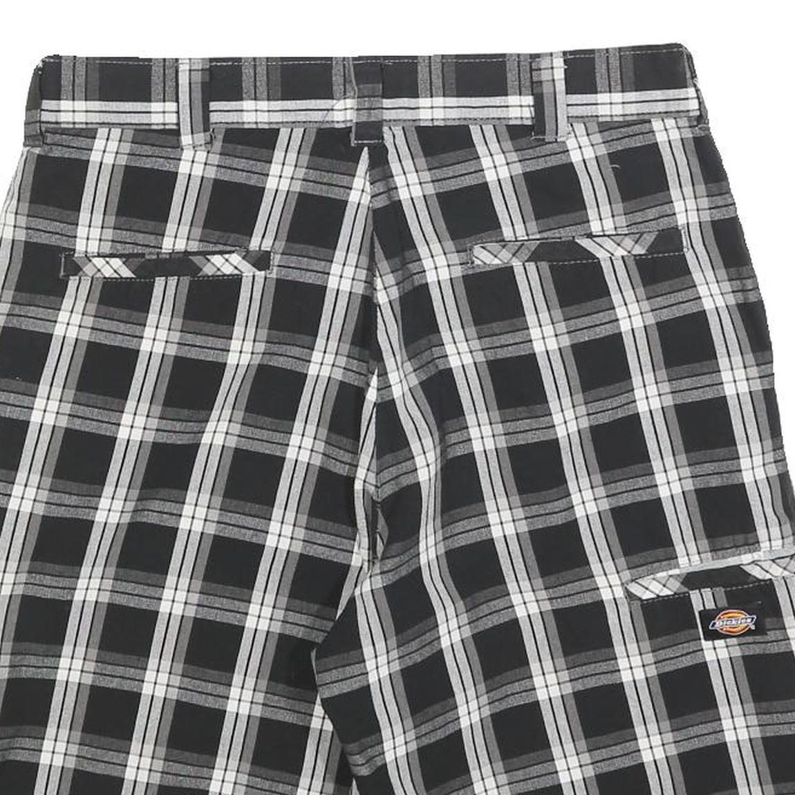 DICKIES Mens Shorts Black & Grey Check Casual M W32 Cotton Blend Smart