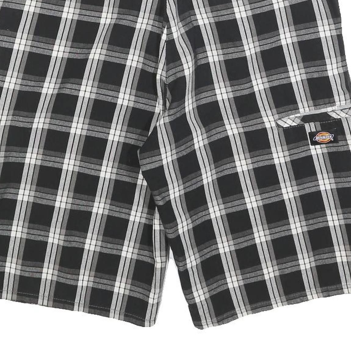 DICKIES Mens Shorts Black & Grey Check Casual M W32 Cotton Blend Smart
