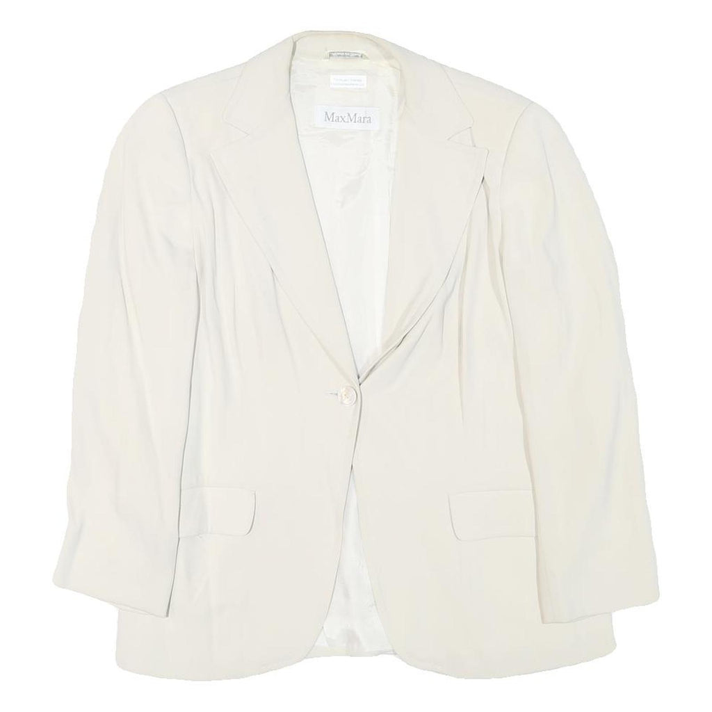 MAX MARA Womens Cream Jacket S Polyester Blend Plain Button Closure Classic Fit