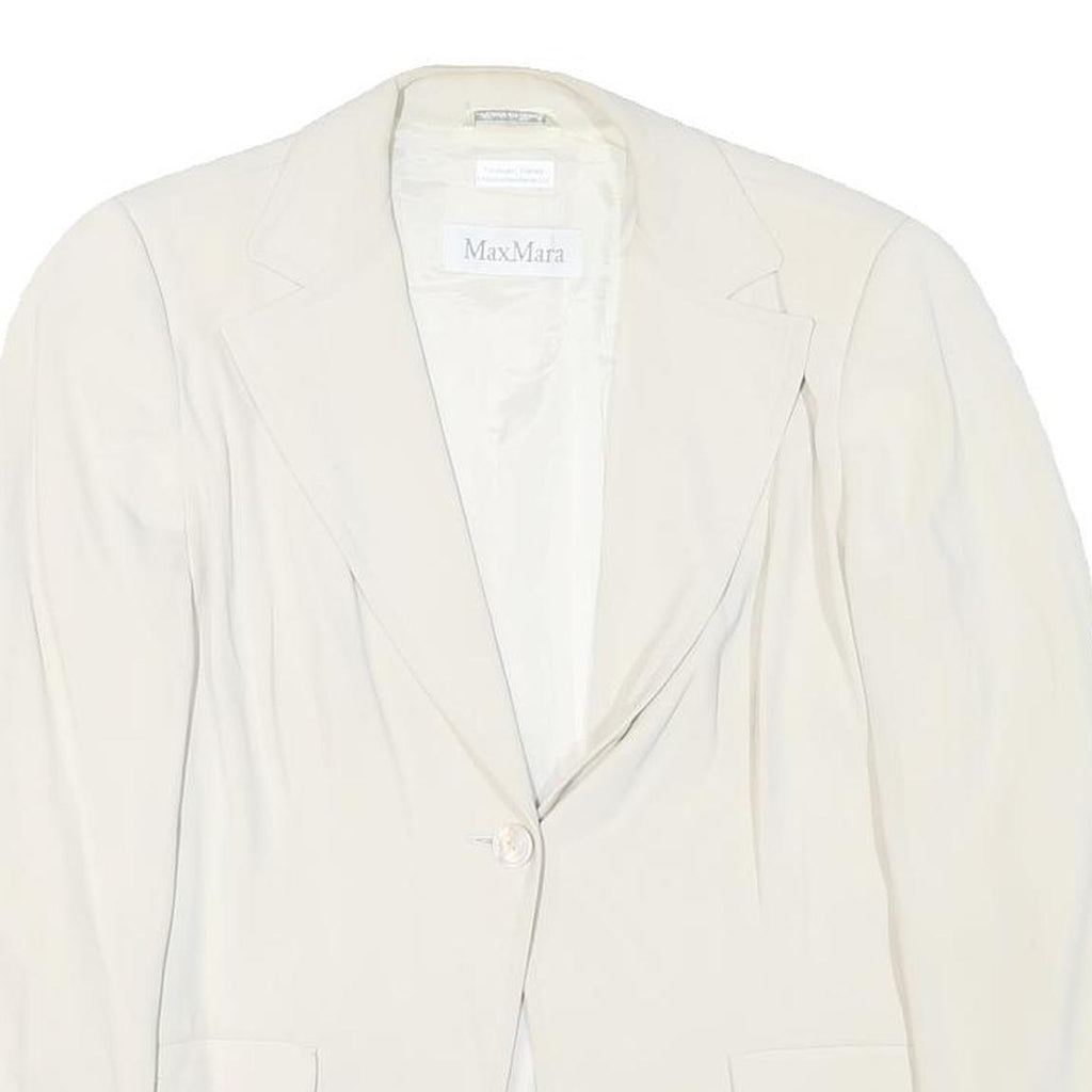 MAX MARA Womens Cream Jacket S Polyester Blend Plain Button Closure Classic Fit
