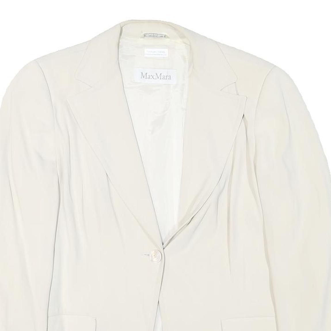 MAX MARA Womens Cream Jacket S Polyester Blend Plain Button Closure Classic Fit