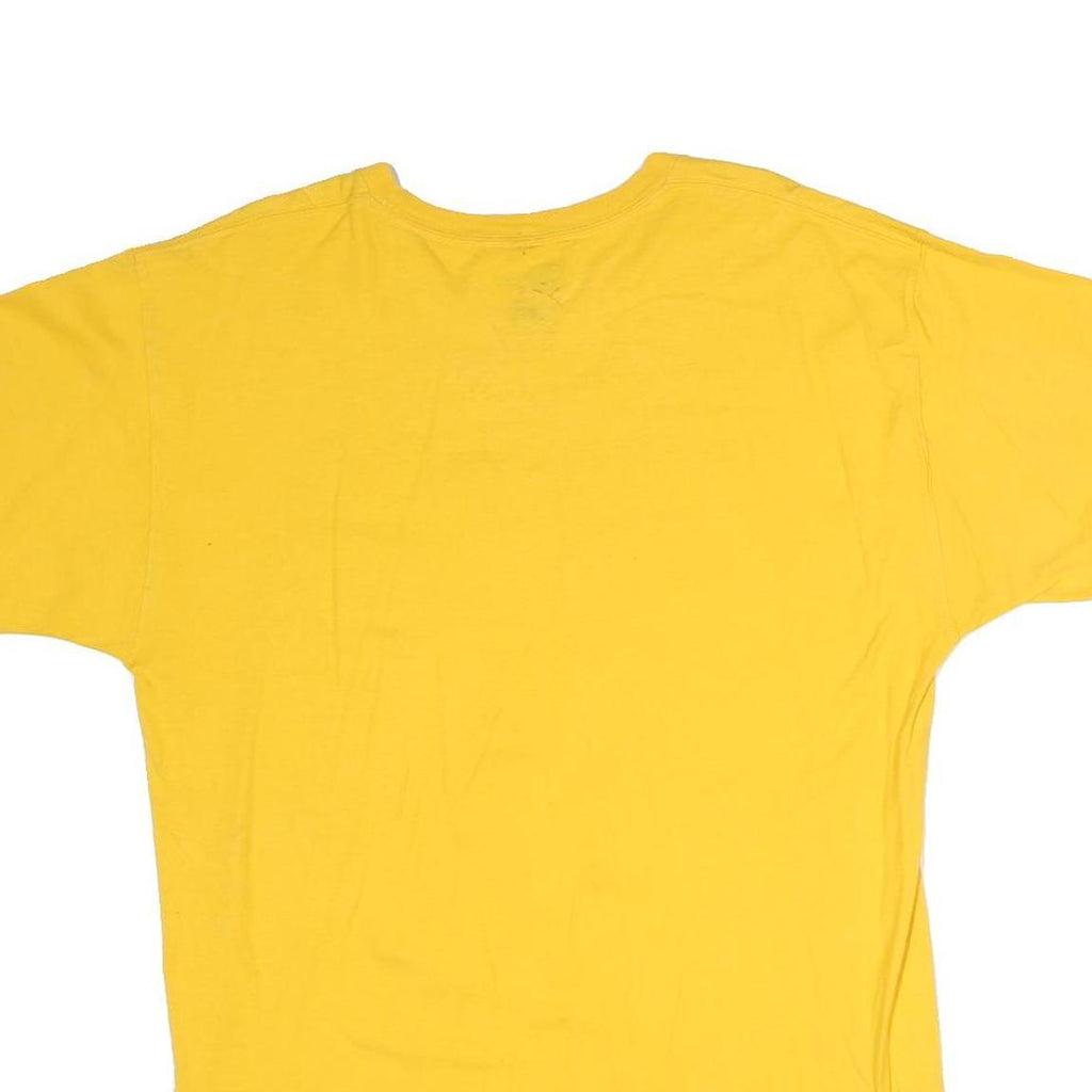 CHAMPION Mens Yellow Logo Print T-Shirt L Short Sleeve Crew Neck Cotton Casual