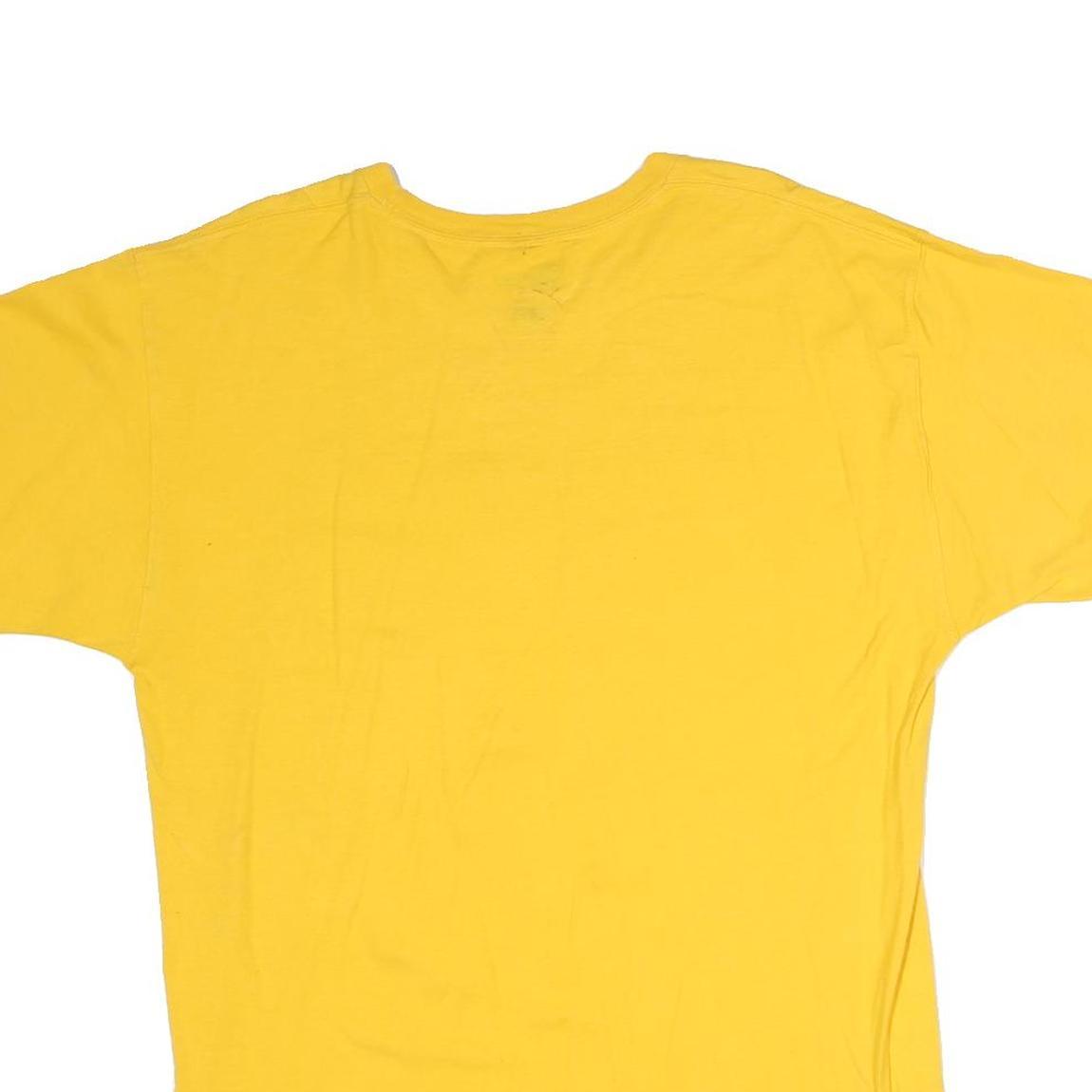 CHAMPION Mens Yellow Logo Print T-Shirt L Short Sleeve Crew Neck Cotton Casual