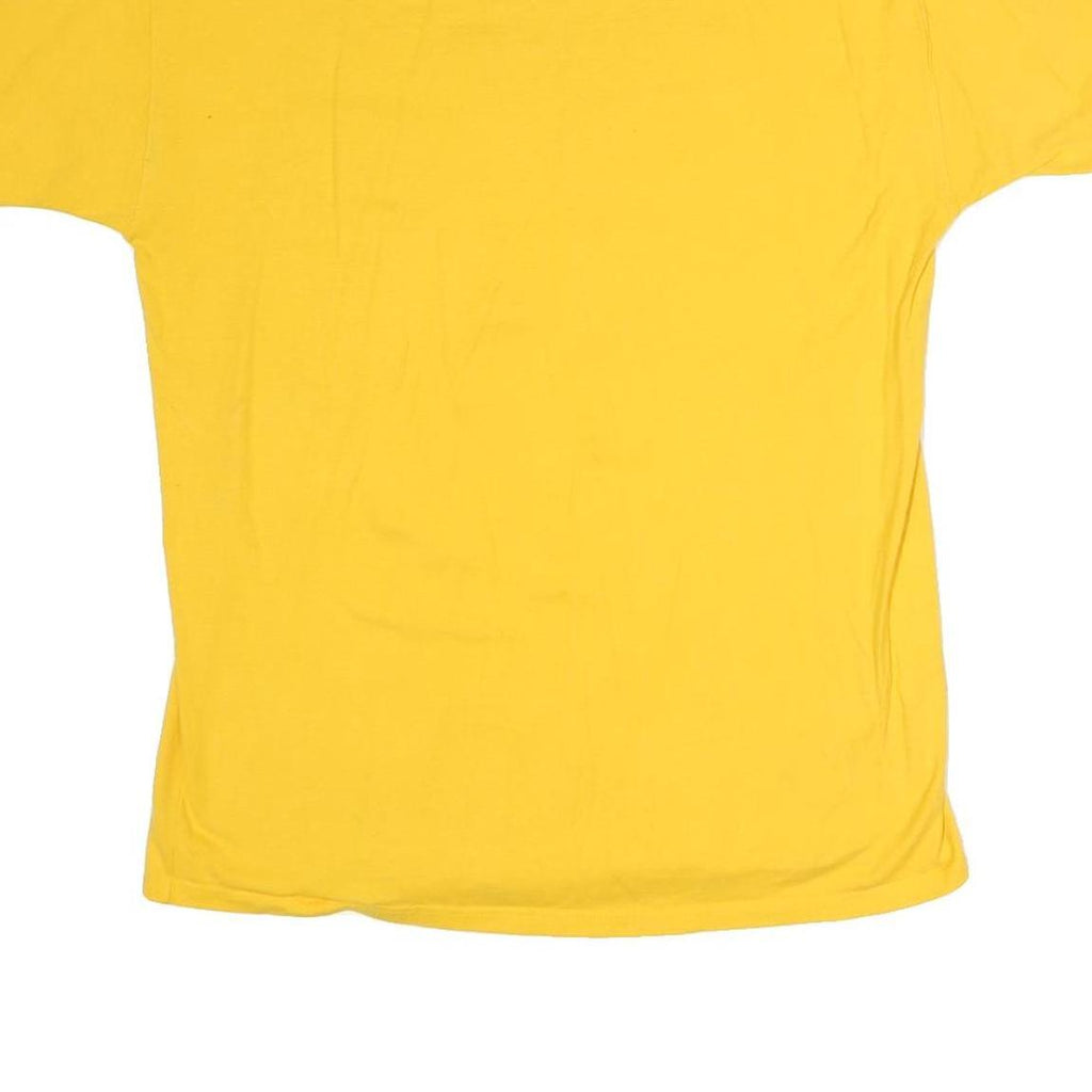 CHAMPION Mens Yellow Logo Print T-Shirt L Short Sleeve Crew Neck Cotton Casual