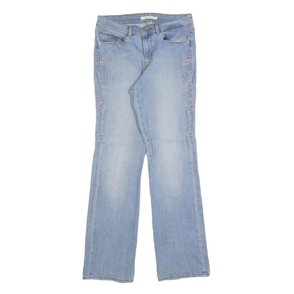 LEVI'S Womens Classic Light Blue Straight Denim Jeans W28 L32 Embroidered
