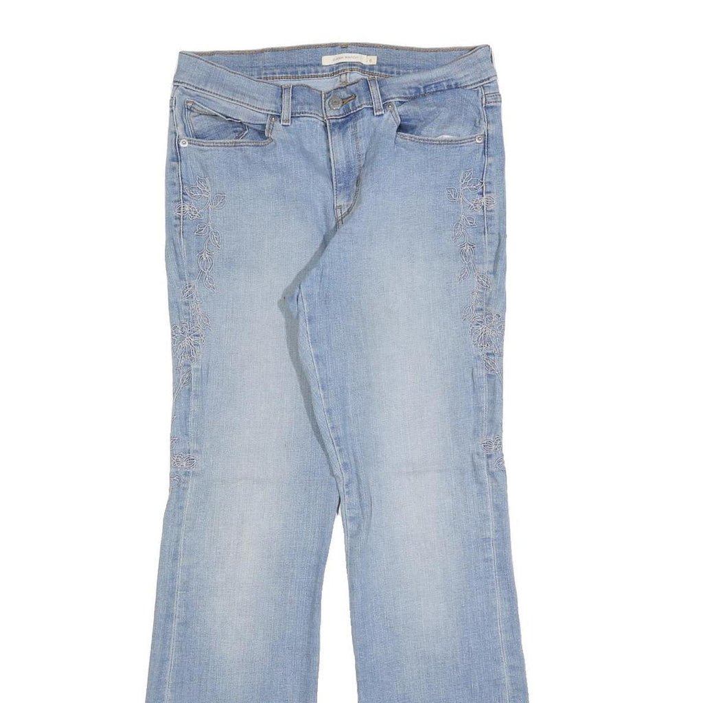 LEVI'S Womens Classic Light Blue Straight Denim Jeans W28 L32 Embroidered