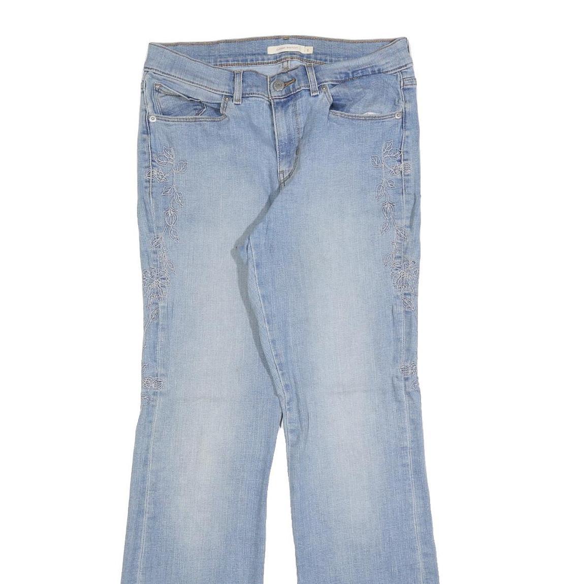LEVI'S Womens Classic Light Blue Straight Denim Jeans W28 L32 Embroidered