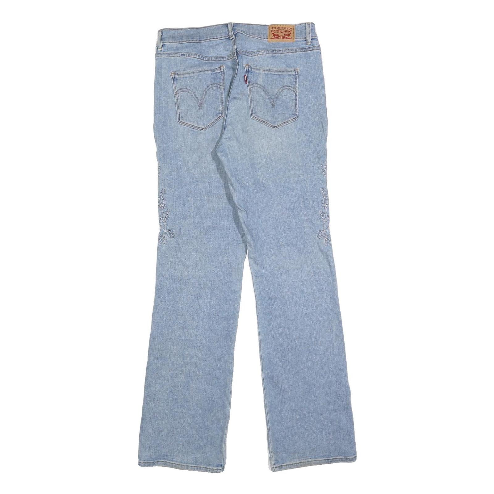 LEVI'S Womens Classic Light Blue Straight Denim Jeans W28 L32 Embroidered