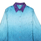 Womens Blue & Purple Ombre Long Sleeve Shirt L Button Down Collar Relaxed Fit