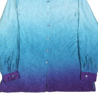 Womens Blue & Purple Ombre Long Sleeve Shirt L Button Down Collar Relaxed Fit