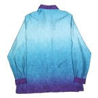 Womens Blue & Purple Ombre Long Sleeve Shirt L Button Down Collar Relaxed Fit