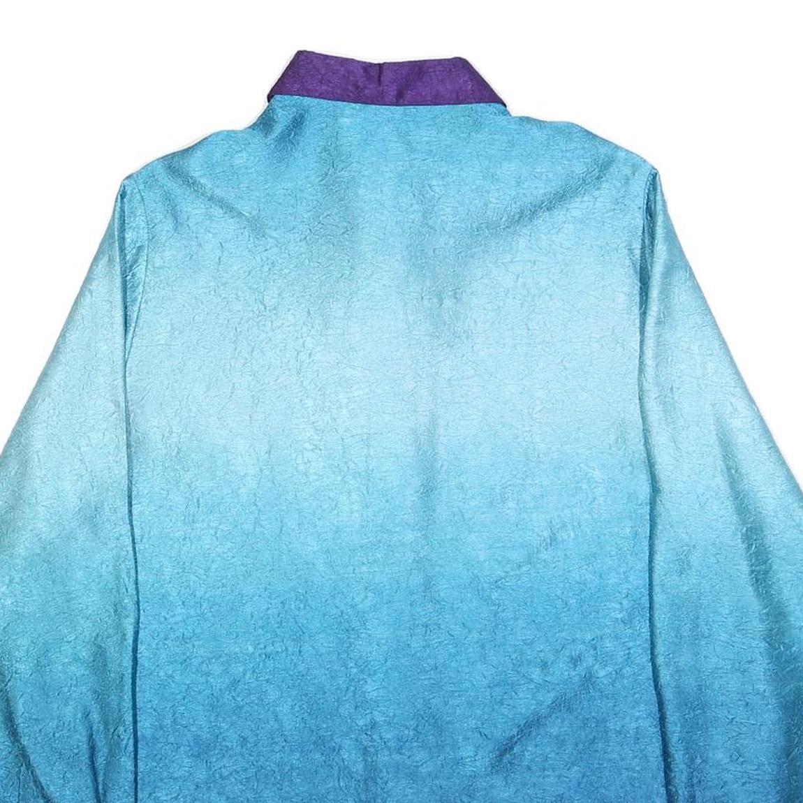 Womens Blue & Purple Ombre Long Sleeve Shirt L Button Down Collar Relaxed Fit