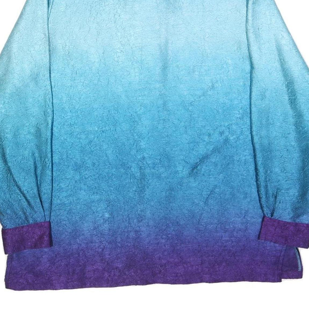 Womens Blue & Purple Ombre Long Sleeve Shirt L Button Down Collar Relaxed Fit