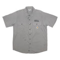 CARHARTT Mens Grey Work Shirt L Button Pocket Logo Polyester Blend Casual