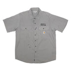 CARHARTT Mens Grey Work Shirt L Button Pocket Logo Polyester Blend Casual