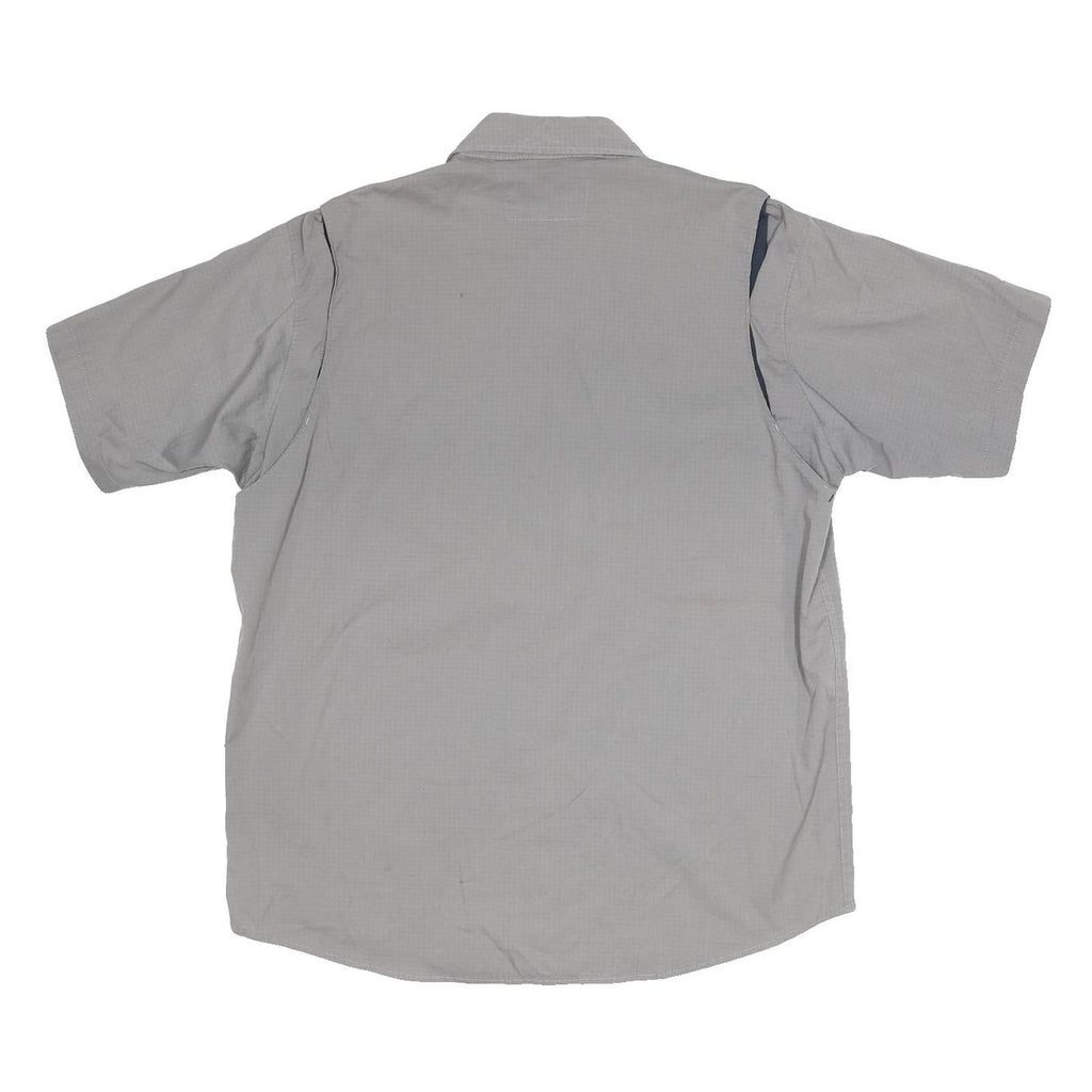 CARHARTT Mens Grey Work Shirt L Button Pocket Logo Polyester Blend Casual