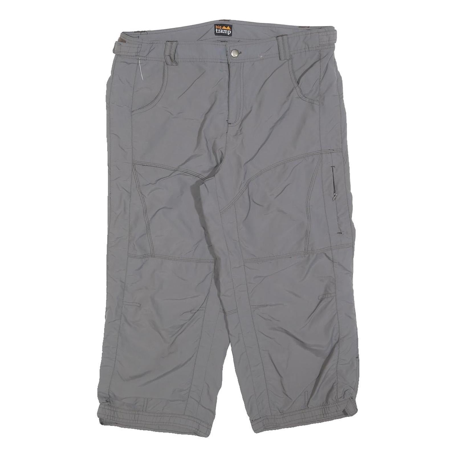 BIG TRAMP Womens Polyester Grey Relaxed Capri Trousers W32 L21 Outdoor Casual