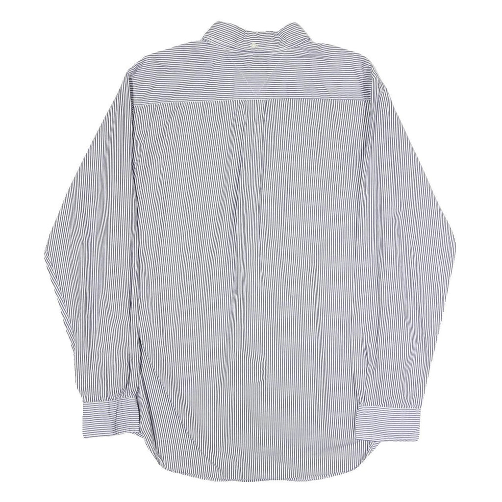 TOMMY HILFIGER Mens Blue & White Stripe Shirt L Classic Button Down Long Sleeve