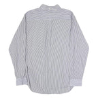 TOMMY HILFIGER Mens Blue & White Stripe Shirt L Classic Button Down Long Sleeve