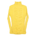 ITS OUR TIME Womens Yellow Plain Rib Knit Roll Neck Jumper L Lightweight Stretch