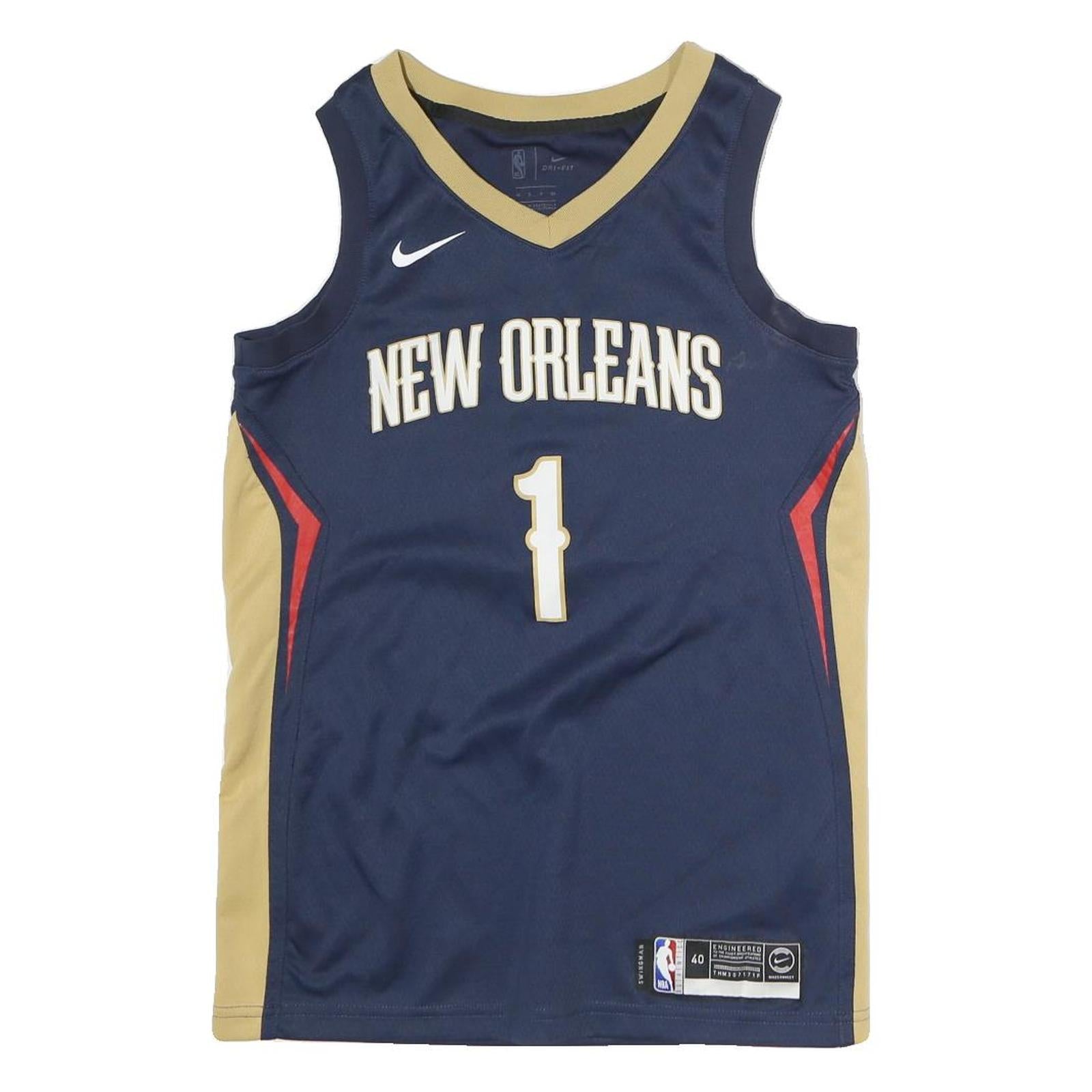 NIKE Mens Blue & Beige New Orleans Basketball Jersey S Sleeveless V-Neck