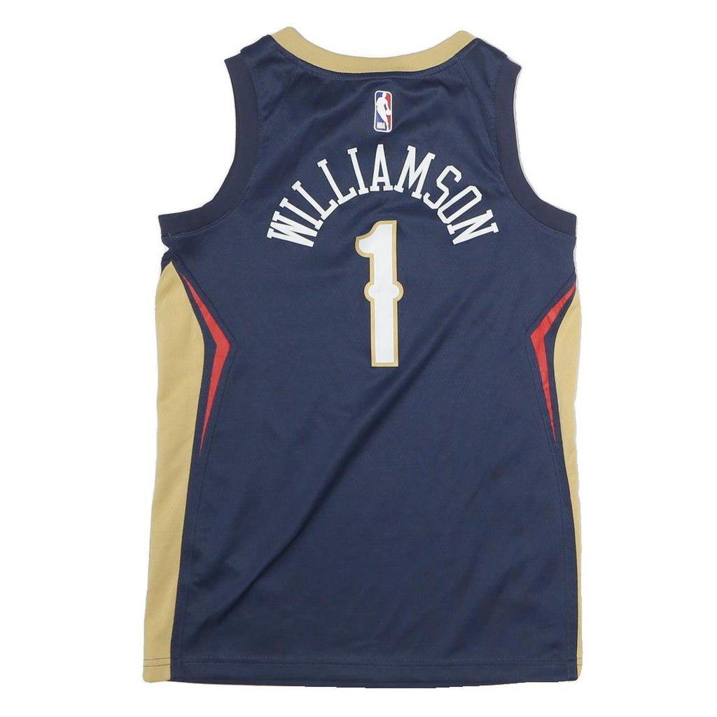 NIKE Mens Blue & Beige New Orleans Basketball Jersey S Sleeveless V-Neck