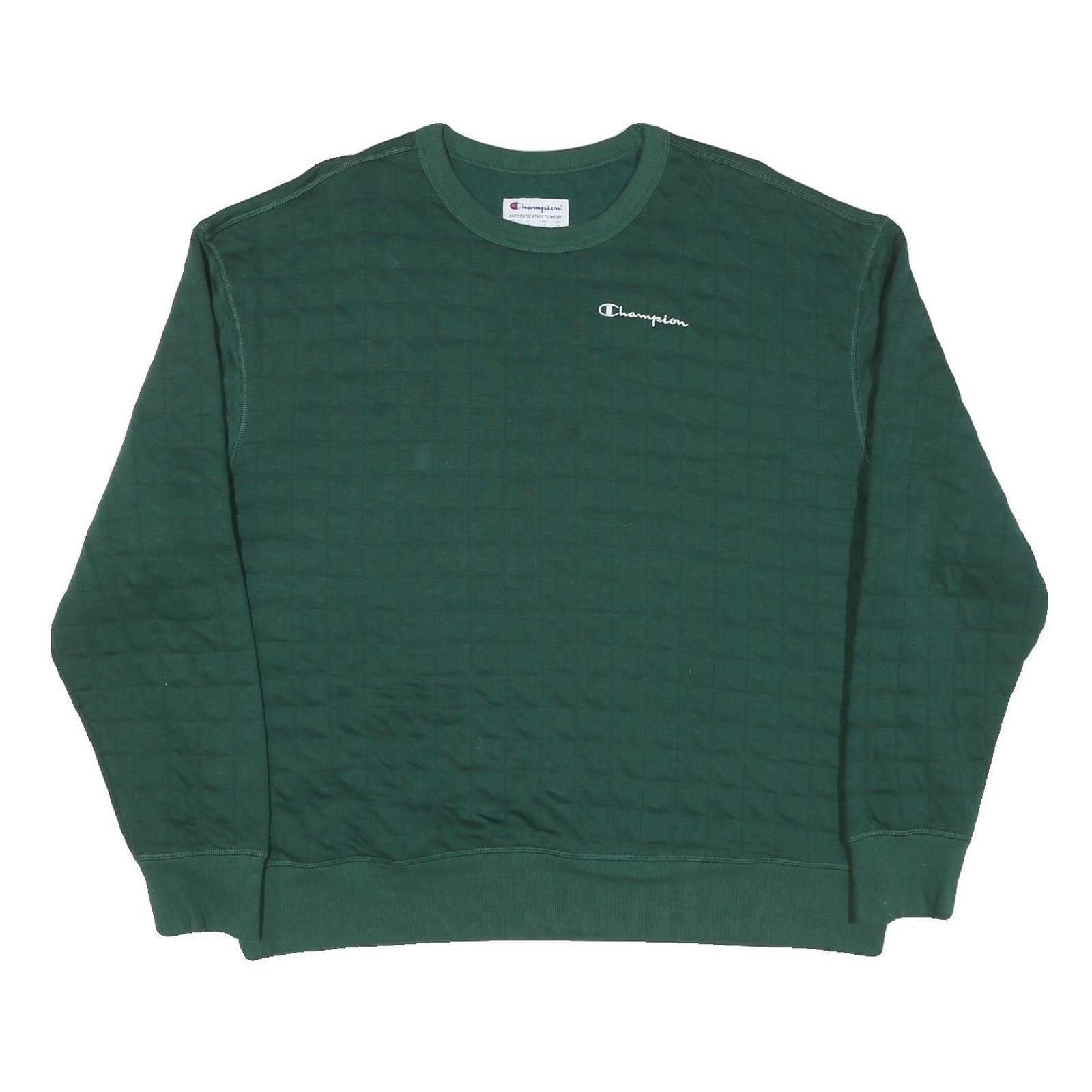 CHAMPION Mens Green Crew Neck XL Cotton Blend Sweatshirt Classic Logo