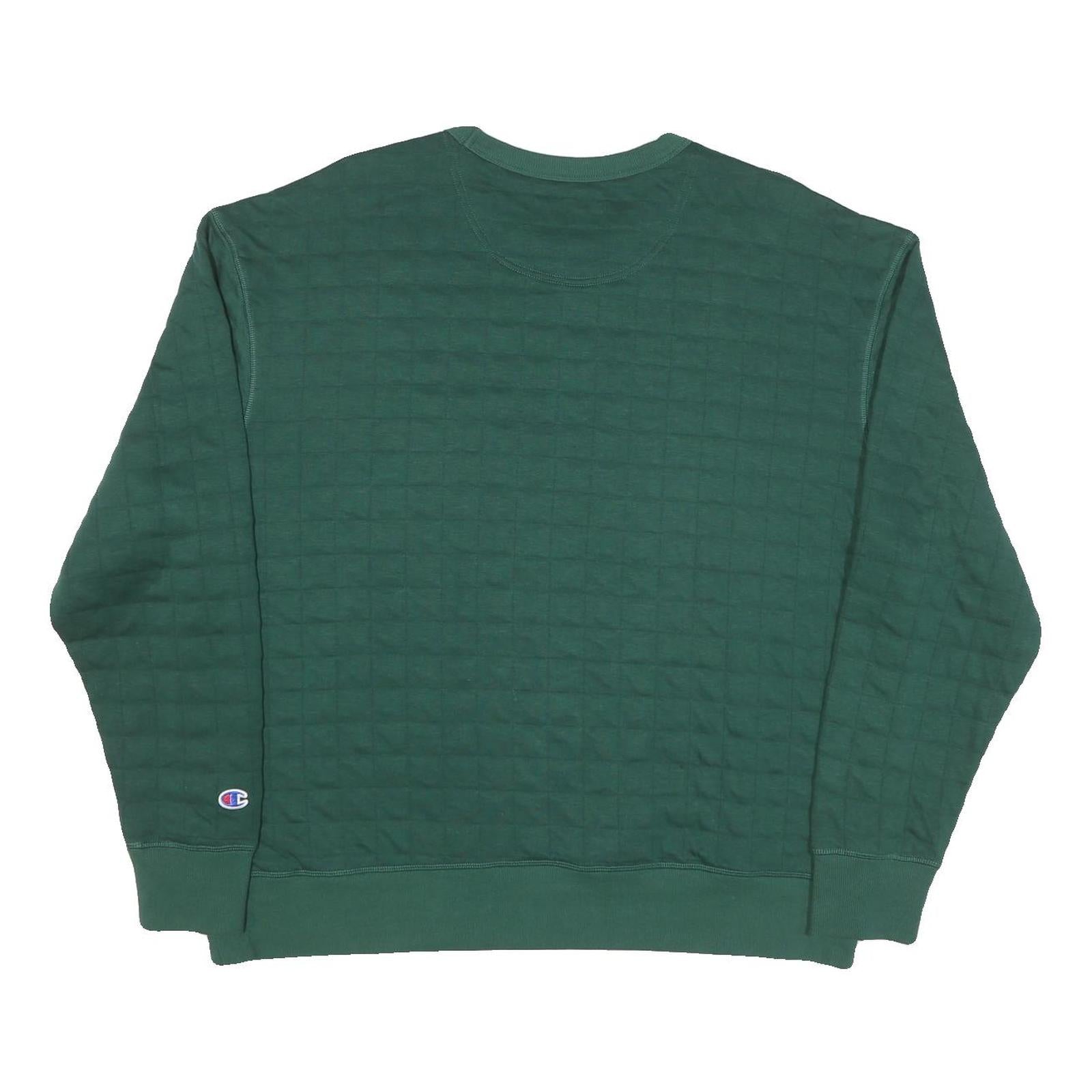 CHAMPION Mens Green Crew Neck XL Cotton Blend Sweatshirt Classic Logo
