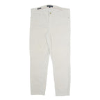 TOMMY HILFIGER Womens Cotton Blend Slim White Trousers W35 L28 Stylish Comfort