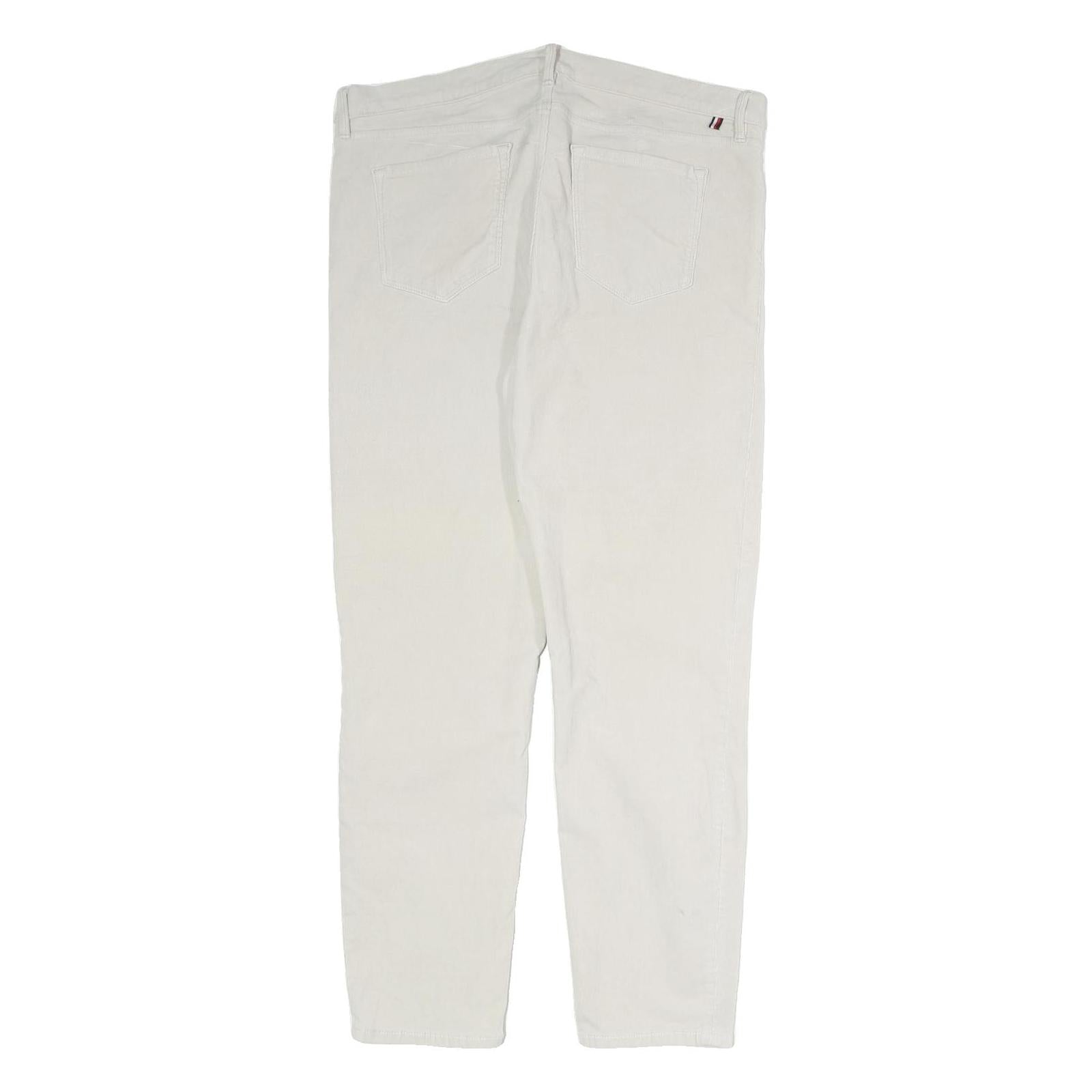 TOMMY HILFIGER Womens Cotton Blend Slim White Trousers W35 L28 Stylish Comfort