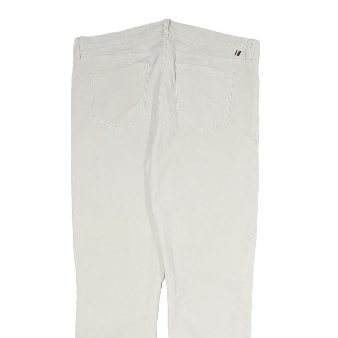 TOMMY HILFIGER Womens Cotton Blend Slim White Trousers W35 L28 Stylish Comfort