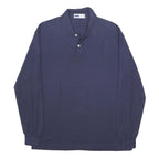 FILA Mens Blue Long Sleeve Plain Polo Shirt M Cotton Casual Classic