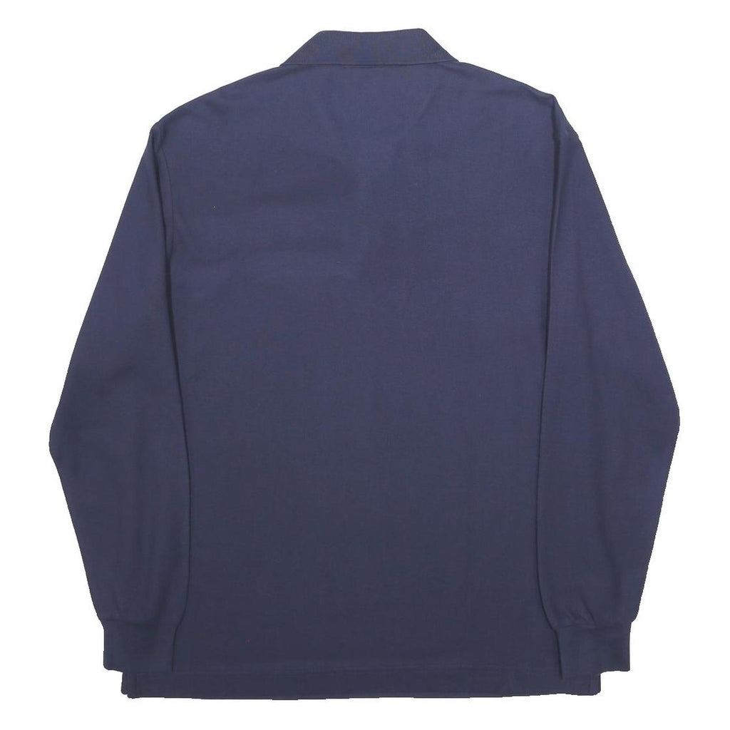 FILA Mens Blue Long Sleeve Plain Polo Shirt M Cotton Casual Classic