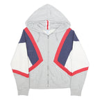CHAMPION REVERSE WEAVE Womens Grey Blue & Red Zip Hoodie M Stylish Colourblock