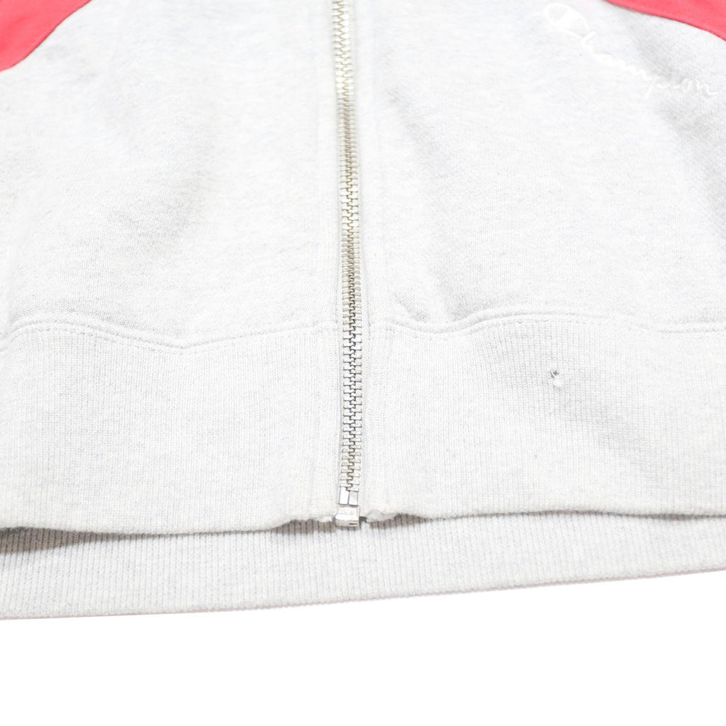 CHAMPION REVERSE WEAVE Womens Grey Blue & Red Zip Hoodie M Stylish Colourblock