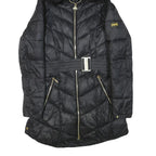 BARBOUR INTERNATIONAL Womens Black Quilted Jacket UK 10 Polyester Blend Zip Faux