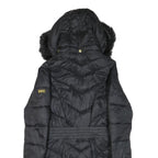 BARBOUR INTERNATIONAL Womens Black Quilted Jacket UK 10 Polyester Blend Zip Faux